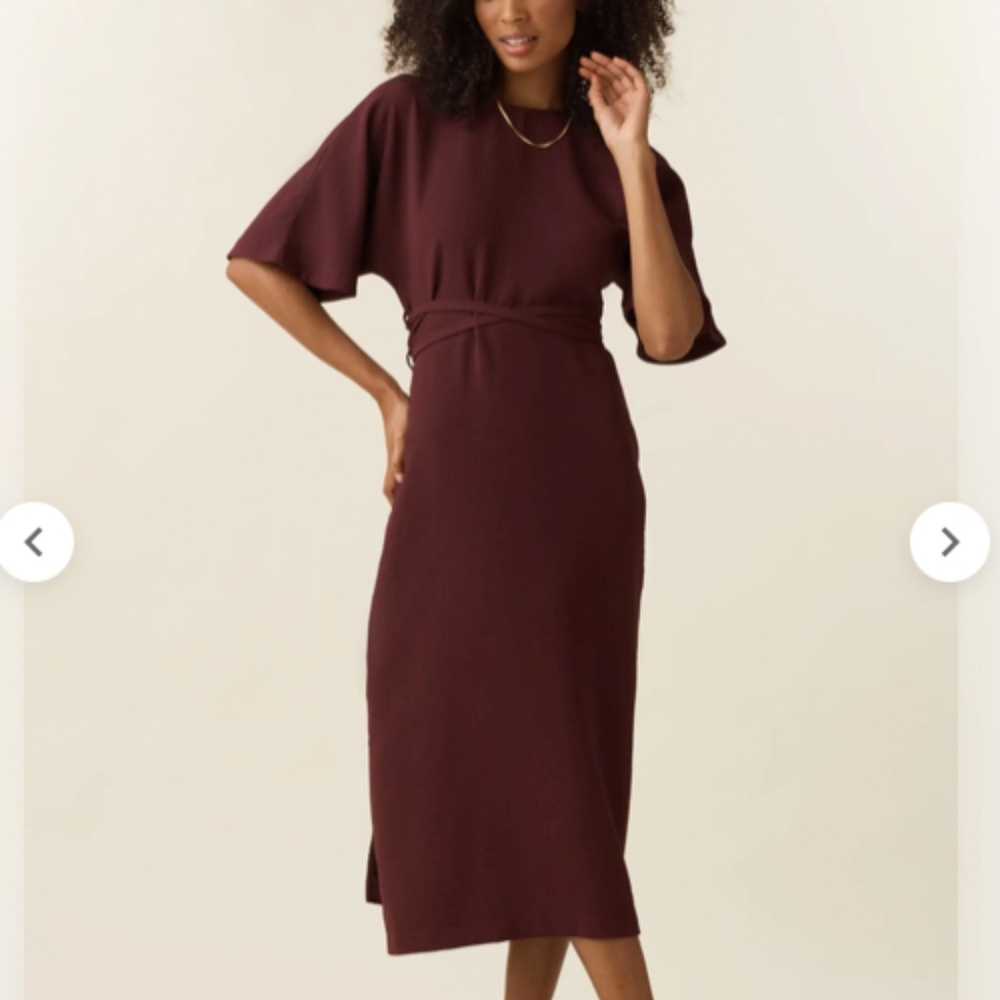 Vetta reversable wrap midi dress- red wine